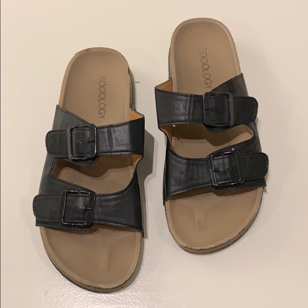 Black sociology slide on shoes